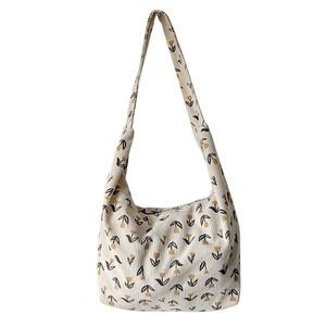 Womens Corduroy Hobo‎ Shoulder Bag Small Lined Floral Prairiecore Simple Spring